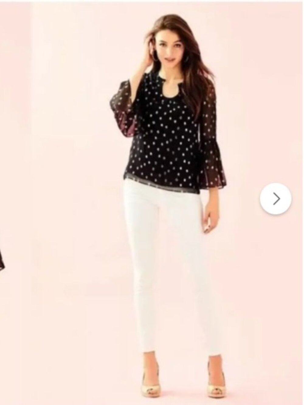 Lilly Pulitzer Amory Pinata Black Starry Clip Chiffon Top W/Gold Threads XS
